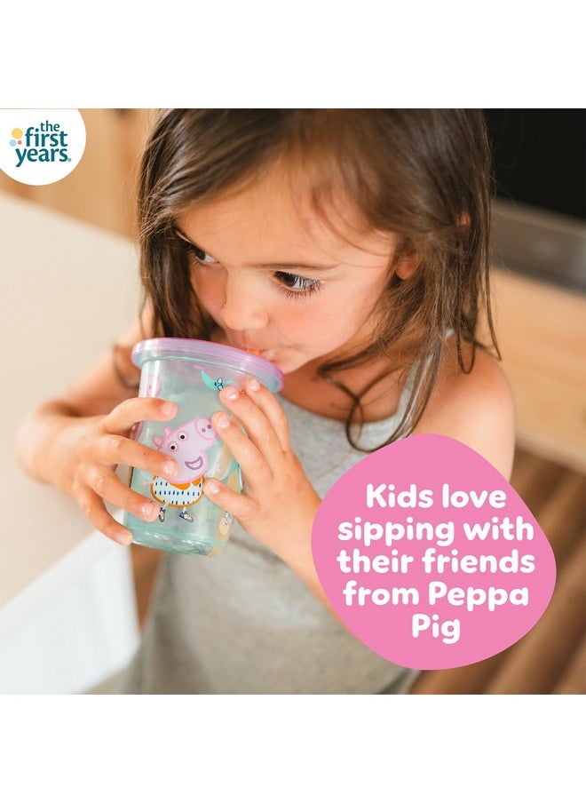 The First Years Peppa Pig Take & Toss Toddler Straw Cups - Spill Proof Toddler Sippy Cups with Snap On Lids and Straws - Peppa Pig Party and Feeding Supplies - 10 Oz - 10 Count