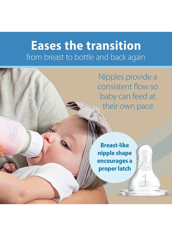 Dr. Brown's Natural Flow Anti-Colic Options+ Narrow Glass Baby Bottle 8 oz/250 mL, with Level 1 Slow Flow Nipple, 2 Pack, 0m+