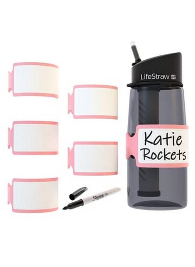 Pumpkin Doodle Permanent Write-on Labels for Bottles/Sippy Cups/Food Containers 6pcs (Pink)