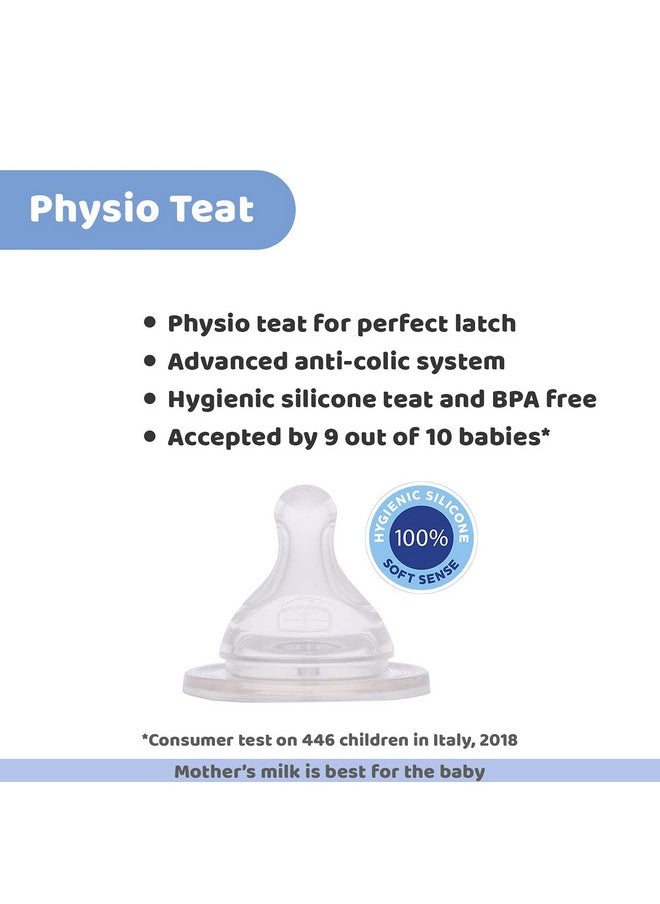 Chicco Well-Being 330 ml Feeding Bottle, Advanced Anti-Colic System, BPA Free, Hygienic Silicone Teat (Blue)