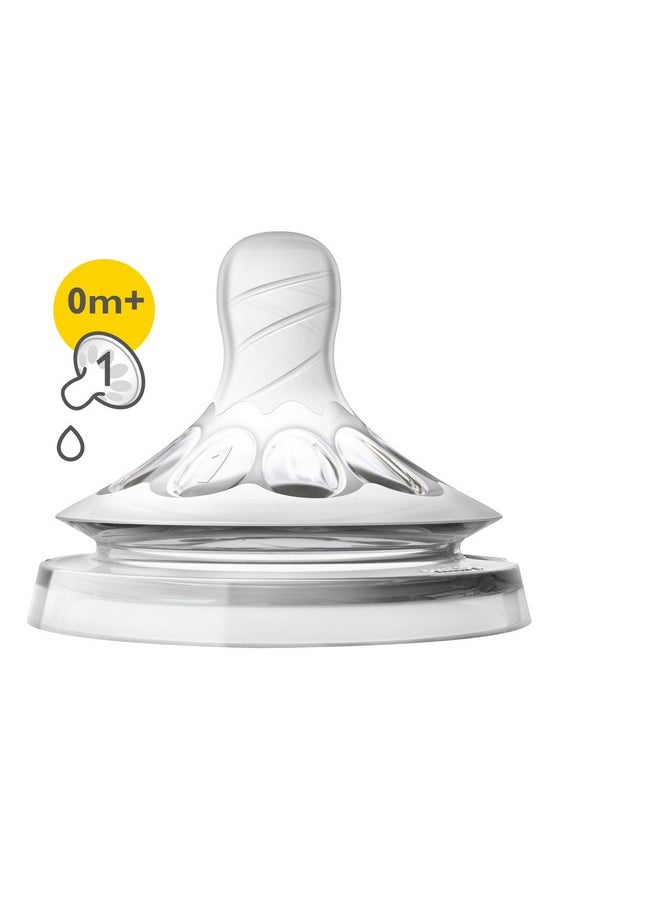 Philips Avent Natural Baby Bottle Newborn Flow Nipple, 0M+, 4pack, Flow 1, SCF651/43
