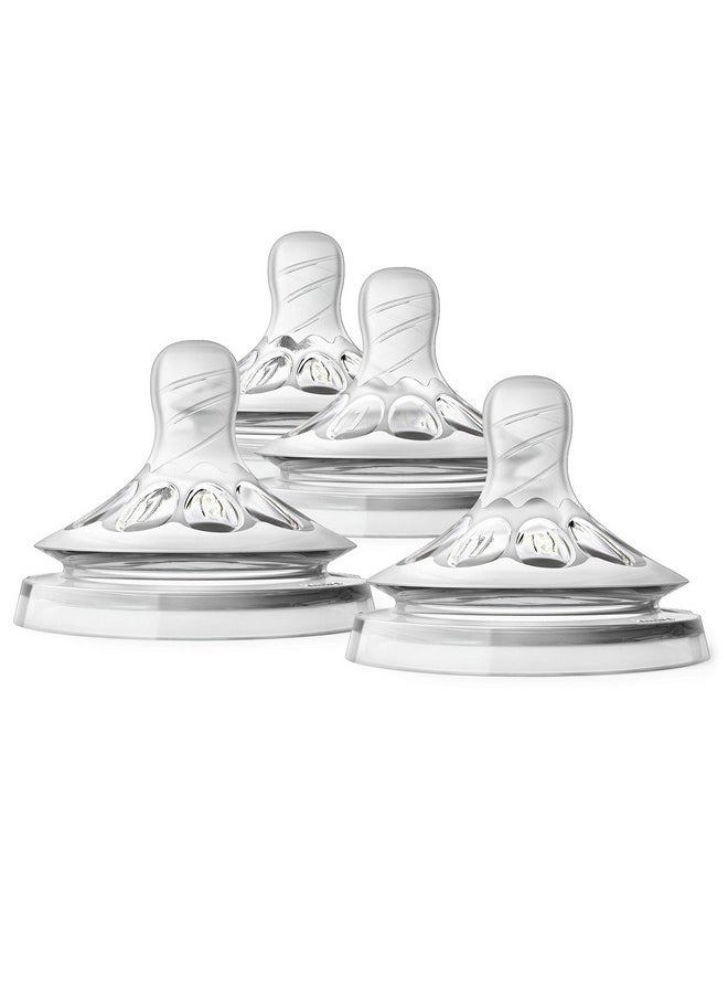 Philips Avent Natural Baby Bottle Newborn Flow Nipple, 0M+, 4pack, Flow 1, SCF651/43