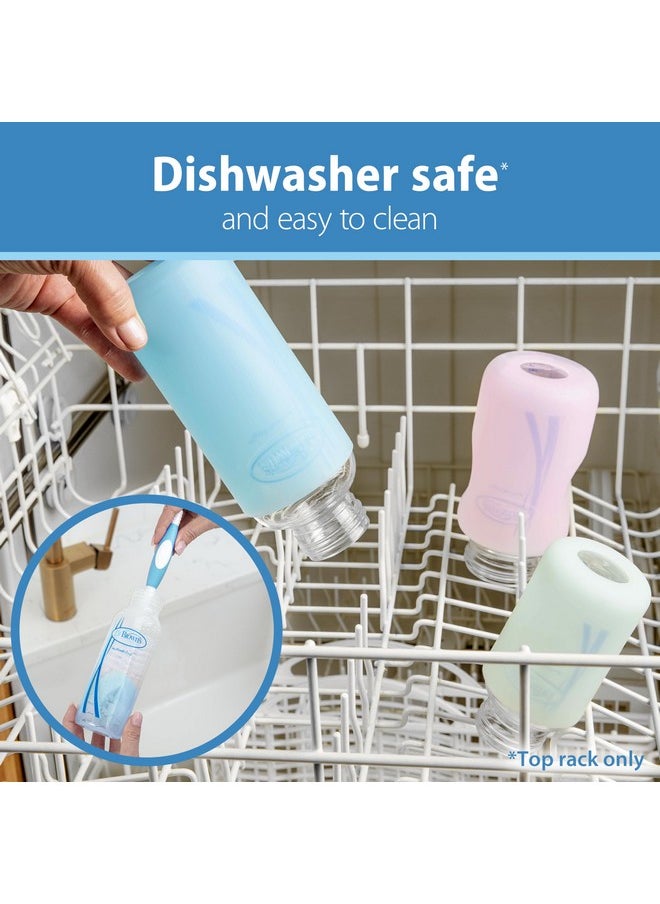Dr. Brown's Natural Flow Options+ Glass Baby Bottle Sleeves,100% Silicone,4 oz,Narrow,Pink