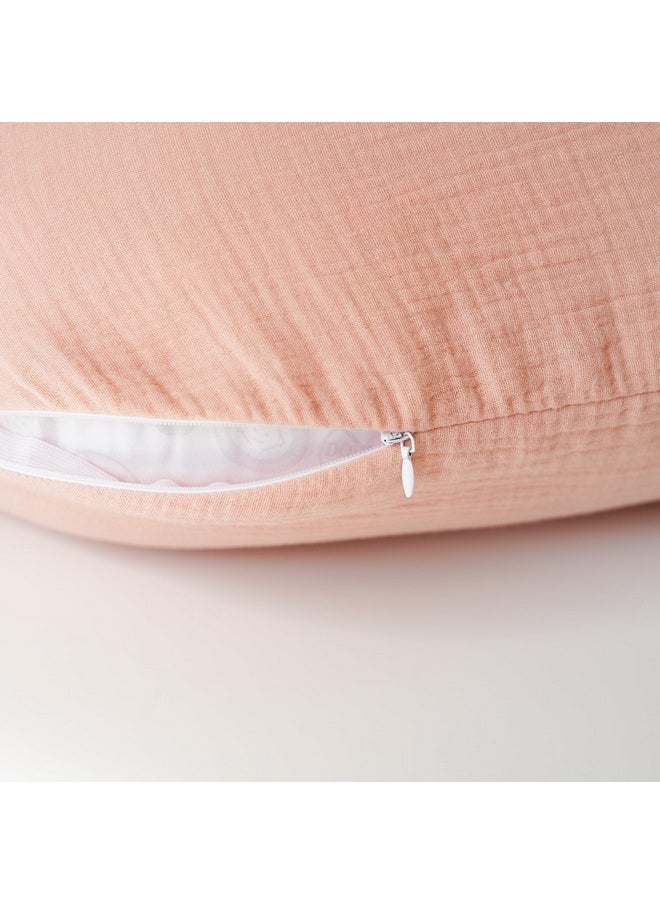 Konssy 2-Pack Muslin Nursing Pillow Covers, Soft & Adorable Nursing Covers for Breastfeeding Pillows, Slipcovers for Newborn Boys & Girls(Pink, Floral)