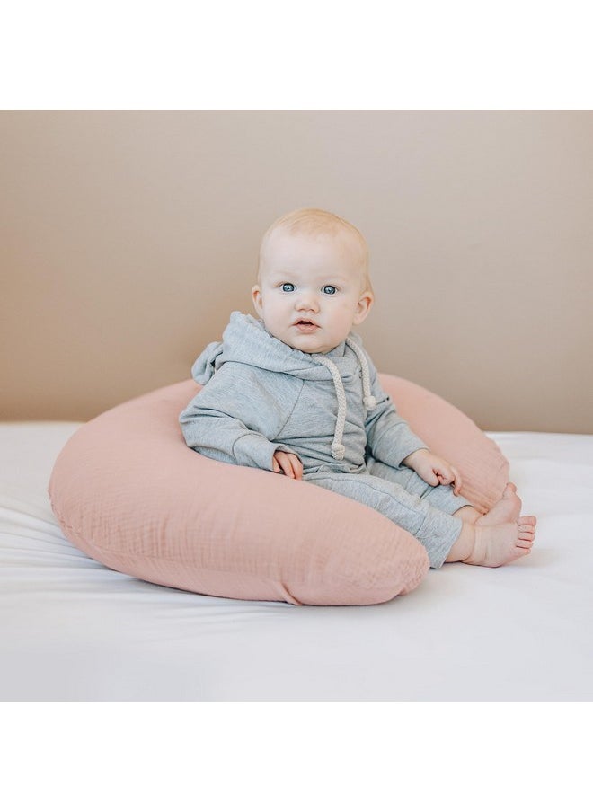 Konssy 2-Pack Muslin Nursing Pillow Covers, Soft & Adorable Nursing Covers for Breastfeeding Pillows, Slipcovers for Newborn Boys & Girls(Pink, Floral)