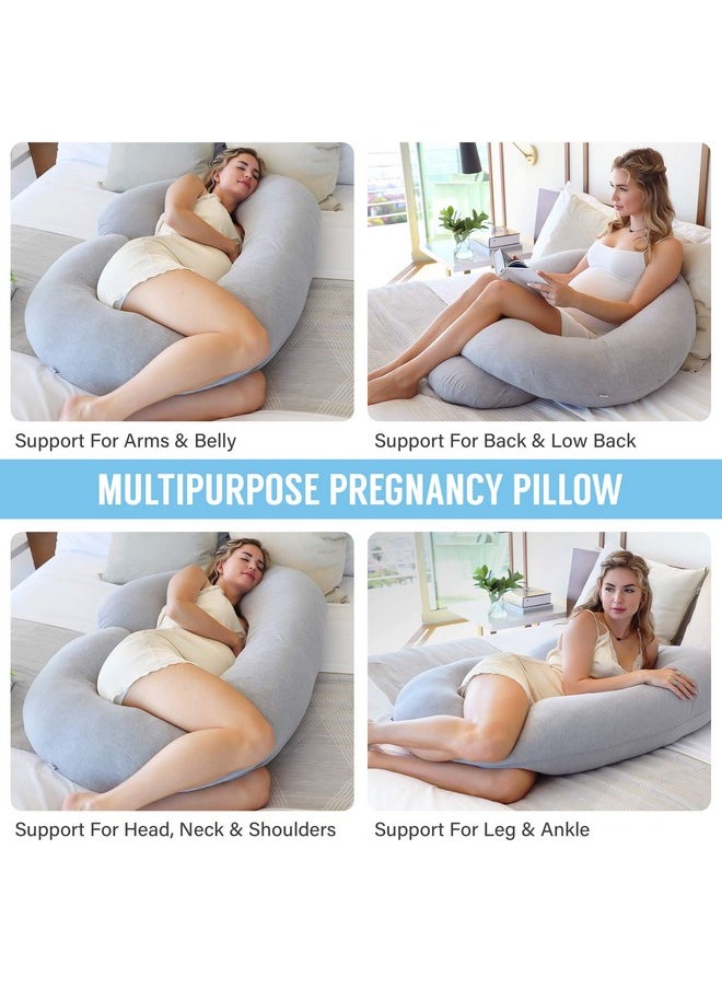Pharmedoc Pregnancy Pillows, C-Shape Full Body Pillow - Jersey Cover Dark Grey - Pregnancy Pillows for Sleeping - Body Pillows for Adults, Maternity Pillow and Pregnancy Must Haves, New Mom Gifts