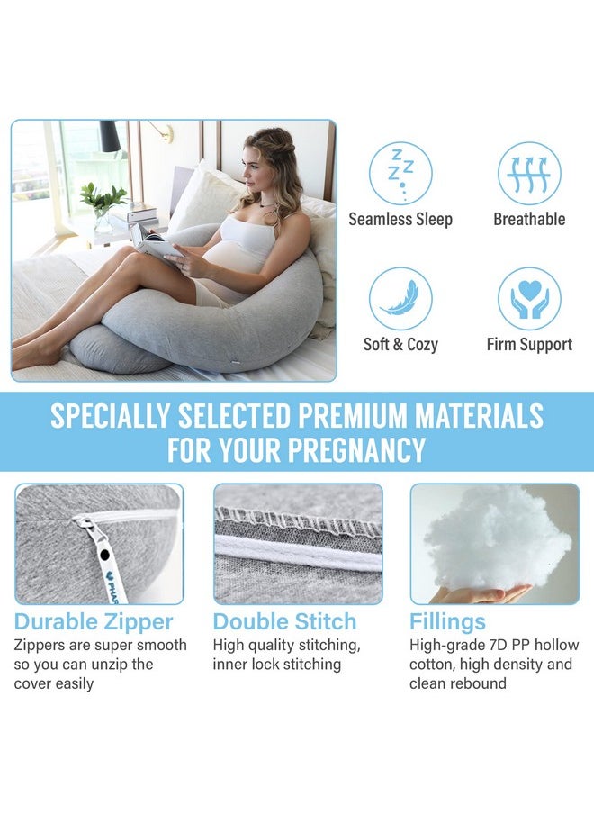 Pharmedoc Pregnancy Pillows, C-Shape Full Body Pillow - Jersey Cover Dark Grey - Pregnancy Pillows for Sleeping - Body Pillows for Adults, Maternity Pillow and Pregnancy Must Haves, New Mom Gifts