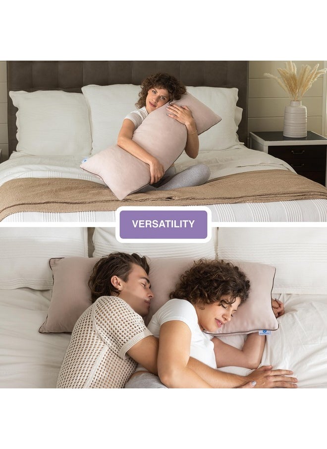 Pharmedoc Body Pillow, Pregnancy Pillow, Side Sleeper Pillow, Body Pillow for Adults, Memory Foam Pillow, Mocha