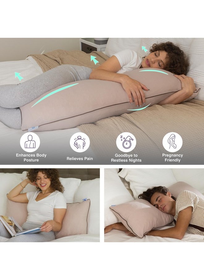 Pharmedoc Body Pillow, Pregnancy Pillow, Side Sleeper Pillow, Body Pillow for Adults, Memory Foam Pillow, Mocha
