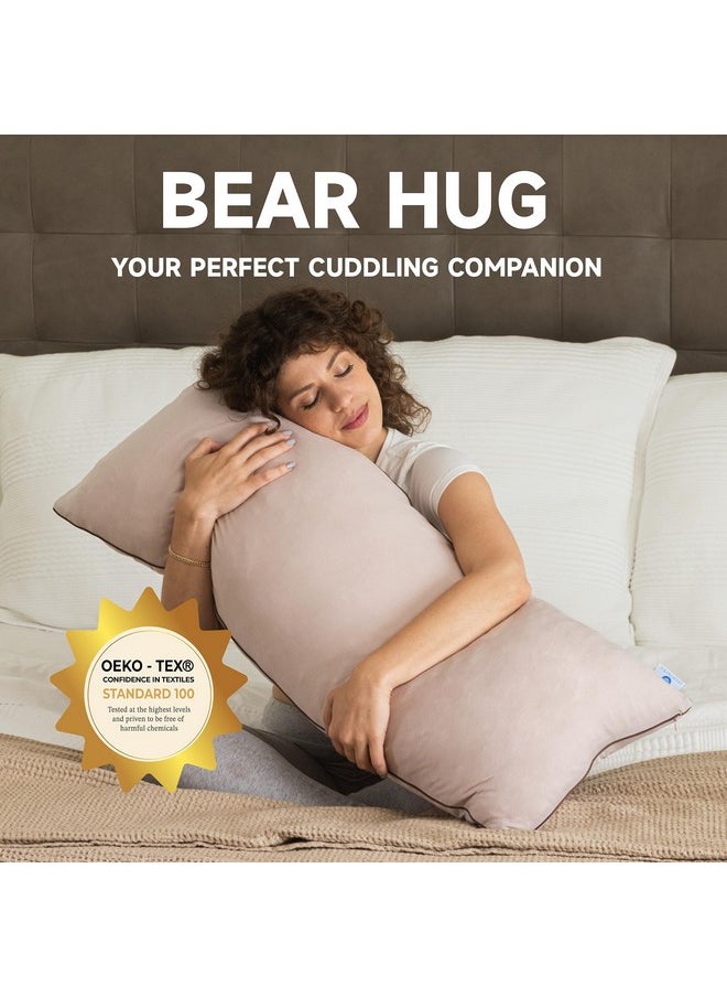 Pharmedoc Body Pillow, Pregnancy Pillow, Side Sleeper Pillow, Body Pillow for Adults, Memory Foam Pillow, Mocha