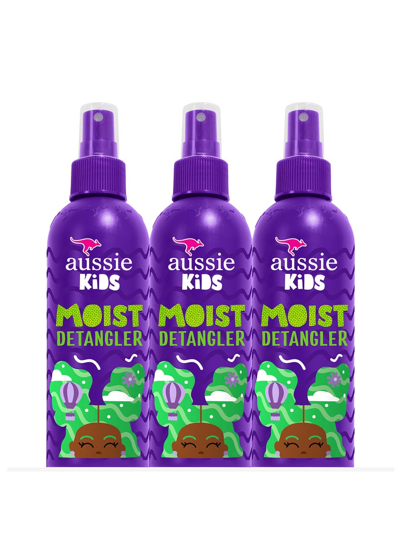 Aussie Kids Moist Detangler Spray, Sulfate & Paraben Free, Moisturizing & Tangle-Free Hair Care for Kids, Cruelty-Free, 8 Fl Oz Each, 3 Pack