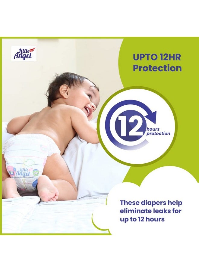 Little Angel Extra Dry Baby Pants Diaper, Extra Large (XL) Size, 56 Count, Super Absorbent Core Up to 12 Hrs. Protection, Soft Elastic Waist Grip & Wetness Indicator, Pack of 1, Over 12kg