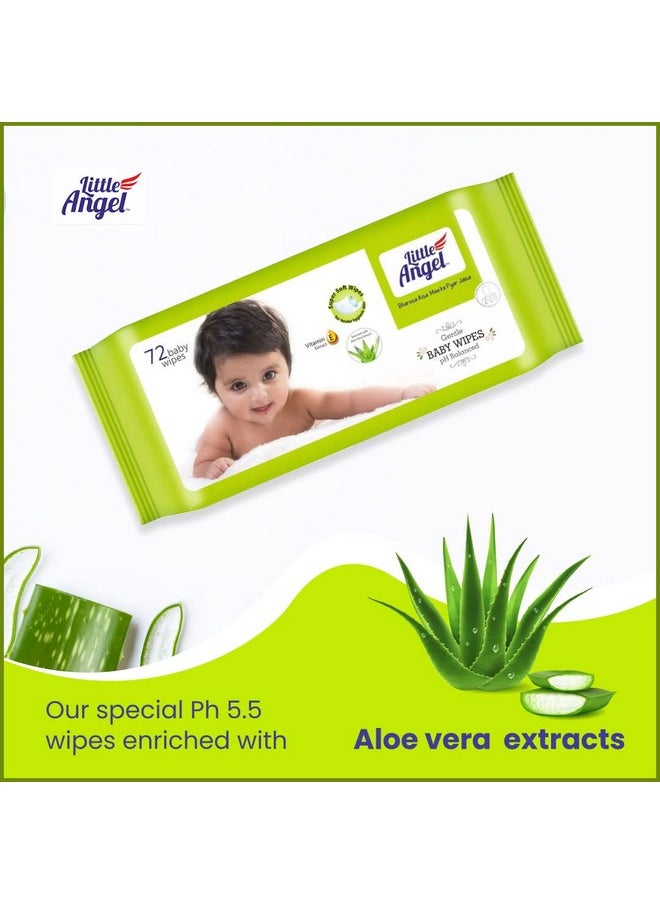 Little Angel Super Soft Cleansing Baby Wipes, 864 Count, Enriched with Aloe vera & Vitamin E, pH Balanced, Dermatologically Tested & Alcohol-free, Pack of 12, 72 count/pack