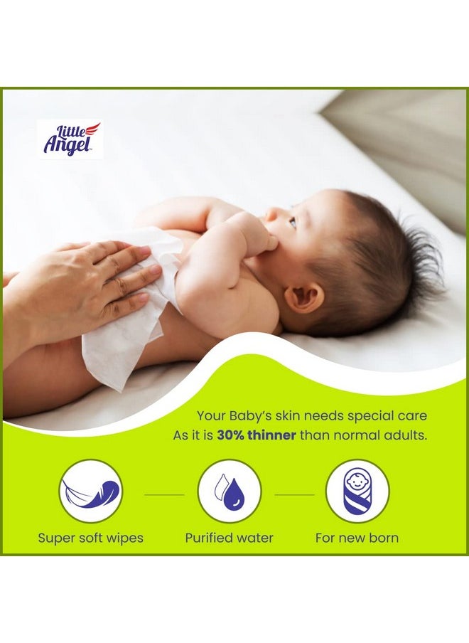 Little Angel Super Soft Cleansing Baby Wipes, 864 Count, Enriched with Aloe vera & Vitamin E, pH Balanced, Dermatologically Tested & Alcohol-free, Pack of 12, 72 count/pack