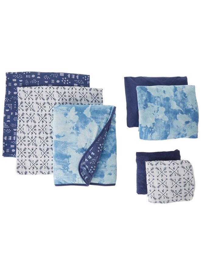 HonestBaby 7-Piece and 5-Piece Sweet Dreams Nursery Gift Set 100% Organic Cotton for Infant Baby Boys, Girls, Unisex, 7-Piece Watercolor World, One Size