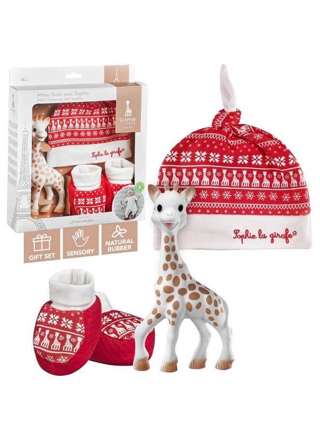 Sophie la girafe | My Christmas with Sophie Gift Set | Includes Sophie la girafe, Christmas Cap & Socks | Comfort & Soothe | Awaken All 5 Senses
