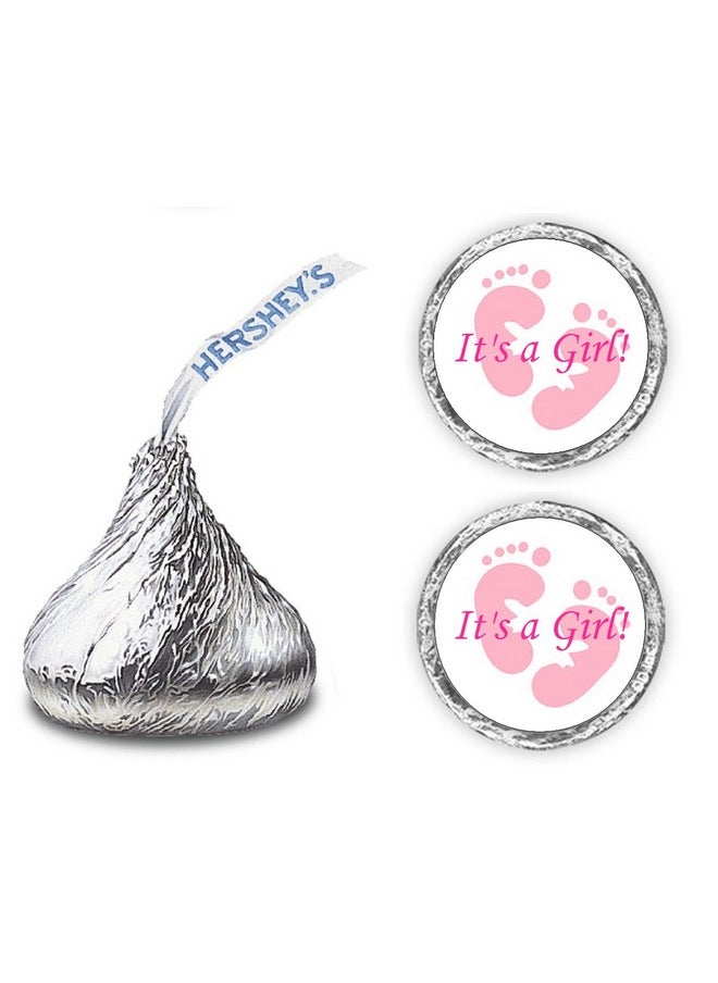 324 Its a Girl Pink Footprints Kisses Labels for Baby Shower Or Baby Sprinkle Party Or Event Decorations, Stickers, Wrappers, Favors. Made in USA