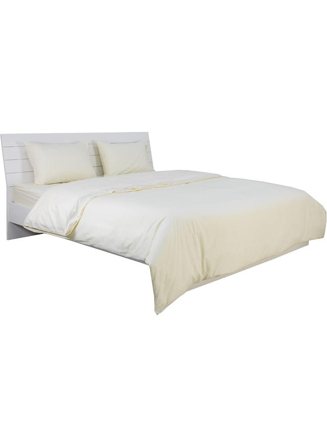 Hotel Linen Klub King Duvet Cover - 1 Piece, Size: 245 x 265 cm, Made from Luxurious 100% Cotton with 250 Thread Count for Exceptional Softness and Comfort, Cool and Breathable Fabric, Cream