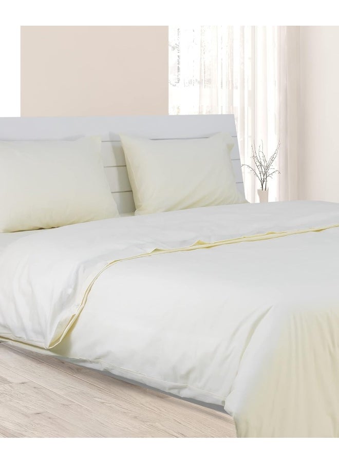 Hotel Linen Klub King Duvet Cover - 1 Piece, Size: 245 x 265 cm, Made from Luxurious 100% Cotton with 250 Thread Count for Exceptional Softness and Comfort, Cool and Breathable Fabric, Cream