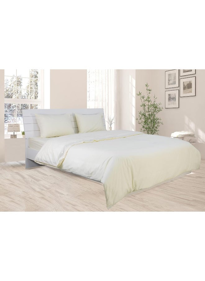 Hotel Linen Klub King Duvet Cover - 1 Piece, Size: 245 x 265 cm, Made from Luxurious 100% Cotton with 250 Thread Count for Exceptional Softness and Comfort, Cool and Breathable Fabric, Cream