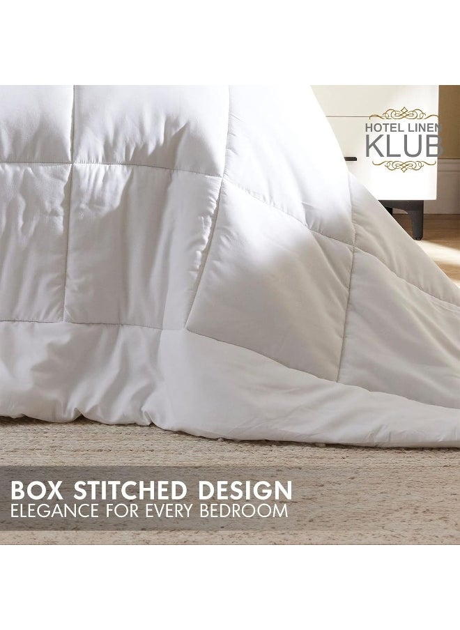 Hotel Linen Klub Soya Bean White Duvet - Hypoallergenic & Eco-Friendly Fiber Filler for Exceptional Softness & Comfort, Moisture-Wicking and Breathable Material, Size: Single(160 x 220 cm)