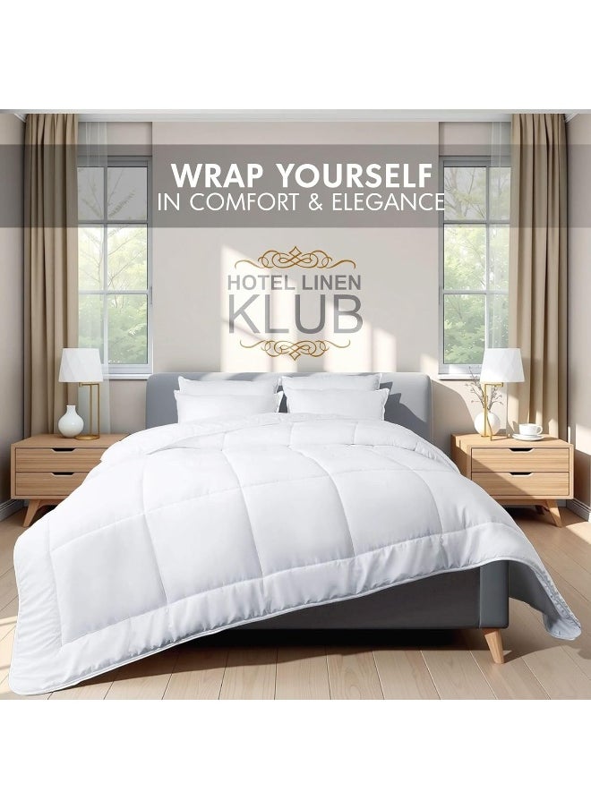 Hotel Linen Klub Soya Bean White Duvet - Hypoallergenic & Eco-Friendly Fiber Filler for Exceptional Softness & Comfort, Moisture-Wicking and Breathable Material, Size: Single(160 x 220 cm)