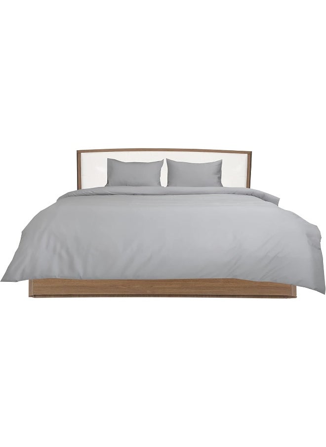 Hotel Linen Klub Double Duvet Cover - 1 Piece, Size: 225 x 245 cm, Made from Luxurious 100% Cotton with 250 Thread Count for Exceptional Softness and Comfort, Cool and Breathable Fabric, Silver