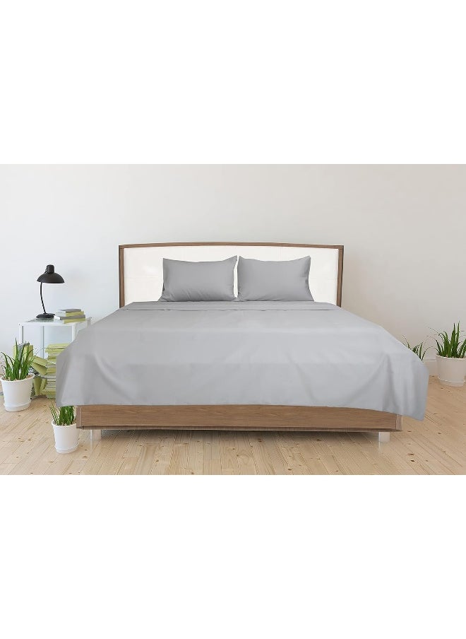 Hotel Linen Klub Double Duvet Cover - 1 Piece, Size: 225 x 245 cm, Made from Luxurious 100% Cotton with 250 Thread Count for Exceptional Softness and Comfort, Cool and Breathable Fabric, Silver