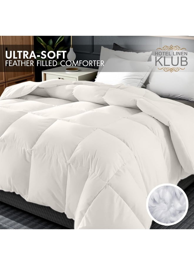Hotel Linen Klub Luxury Duck Down Feather Duvet – Crafted with 100% Cotton Down Alternative Fabric and Natural Duck Down Fill for Superior Comfort, Warmth, and Breathability-Size: Double (200 x 220cm)