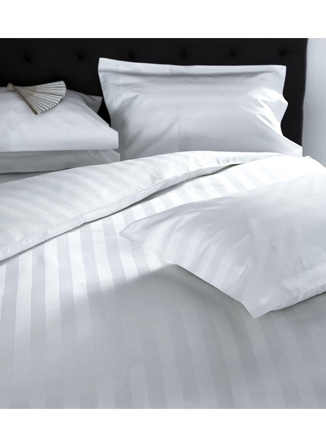 Hotel Linen Klub Single 1-Piece Duvet Cover - 600TC 100% Long Staple Cotton, 1-Inch Stripe Sateen Weave, Luxurious Quality with Easy Button Closure, Size: 165 x 245 cm - Elevate Your Sleep Experience