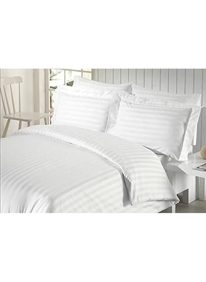 Hotel Linen Klub Single 1-Piece Duvet Cover - 600TC 100% Long Staple Cotton, 1-Inch Stripe Sateen Weave, Luxurious Quality with Easy Button Closure, Size: 165 x 245 cm - Elevate Your Sleep Experience