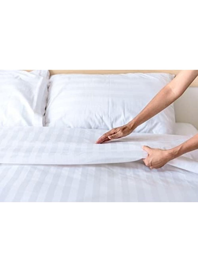 Hotel Linen Klub Single 1-Piece Duvet Cover - 600TC 100% Long Staple Cotton, 1-Inch Stripe Sateen Weave, Luxurious Quality with Easy Button Closure, Size: 165 x 245 cm - Elevate Your Sleep Experience