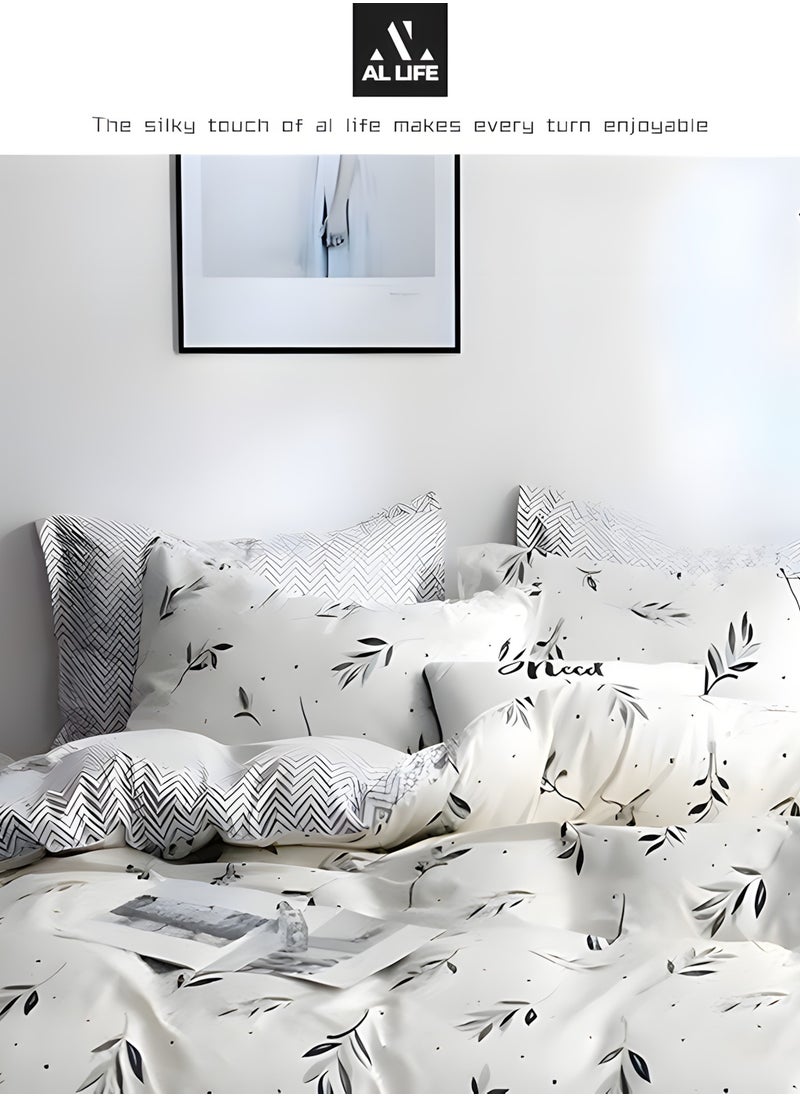 AI LIFE Super King Size Bed Sheet Set - 6-Piece Bedding Set Includes Duvet Cover, Fitted Sheet, and 4 Pillowcases - Soft, Durable, and Breathable Luxury for All Seasons in Elegant Set 220x240cm