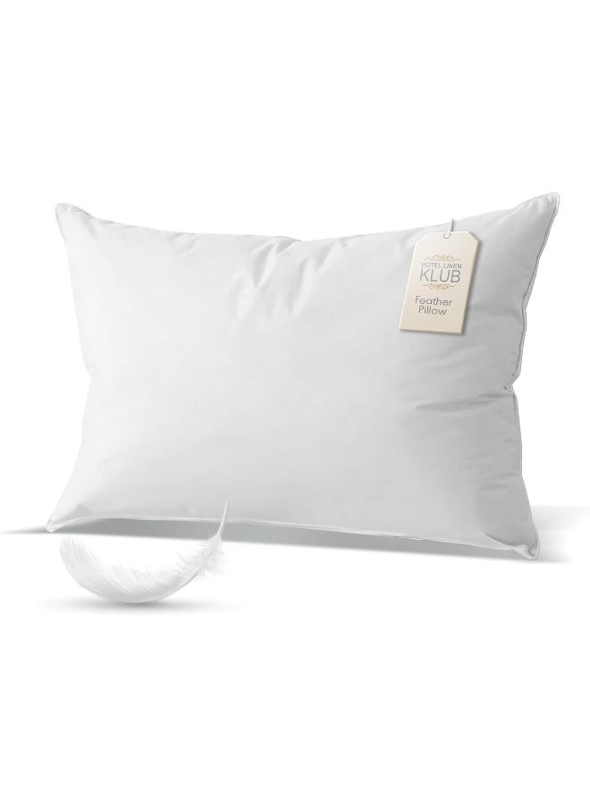 Hotel Linen Klub Duck Down Feather Pillow – 1100g Natural Duck Down Feather Fill for Optimal Comfort, Superior Support, and Breathability - Luxury Hotel Quality Bed Pillow, Size: 50 x 70 cm