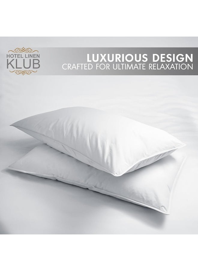 Hotel Linen Klub Duck Down Feather Pillow – 1000g Natural Duck Down Feather Fill for Optimal Comfort, Superior Support, and Breathability - Luxury Hotel Quality Bed Pillow, Size: 50 x 65 cm