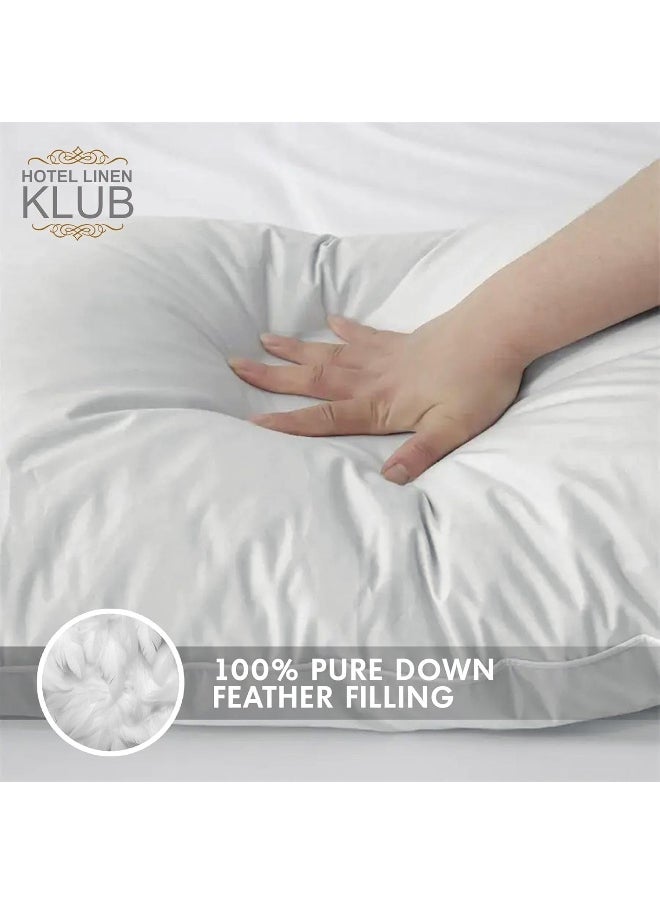 Hotel Linen Klub Duck Down Feather Pillow – 1000g Natural Duck Down Feather Fill for Optimal Comfort, Superior Support, and Breathability - Luxury Hotel Quality Bed Pillow, Size: 50 x 65 cm