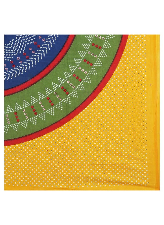 RajasthaniKart® Pure 100% Cotton Double Bed Sheet with 2 Pillow Covers (Bedsheet for Double Bed Cotton, Yellow, Bhandej)