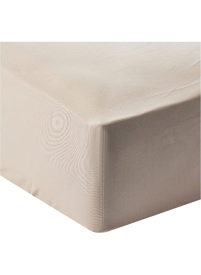 Hotel Linen Klub Queen Fitted Sheet - 1 Piece, Premium 180 Thread Count, 100% Cotton Percale, Size 150 x 200 cm, Deep Pocket and Elastic Edge for Enhanced Comfort and Sophisticated Bedding, Stone