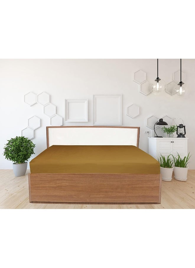 Hotel Linen Klub Single Fitted Sheet - 1 Piece, 100% Cotton, 250 Thread Count for Ultimate Softness and Comfort, Cool and Breathable Fabric, Size: 120 x 200 cm, Deep Pocket with Elastic Edges, Bronze