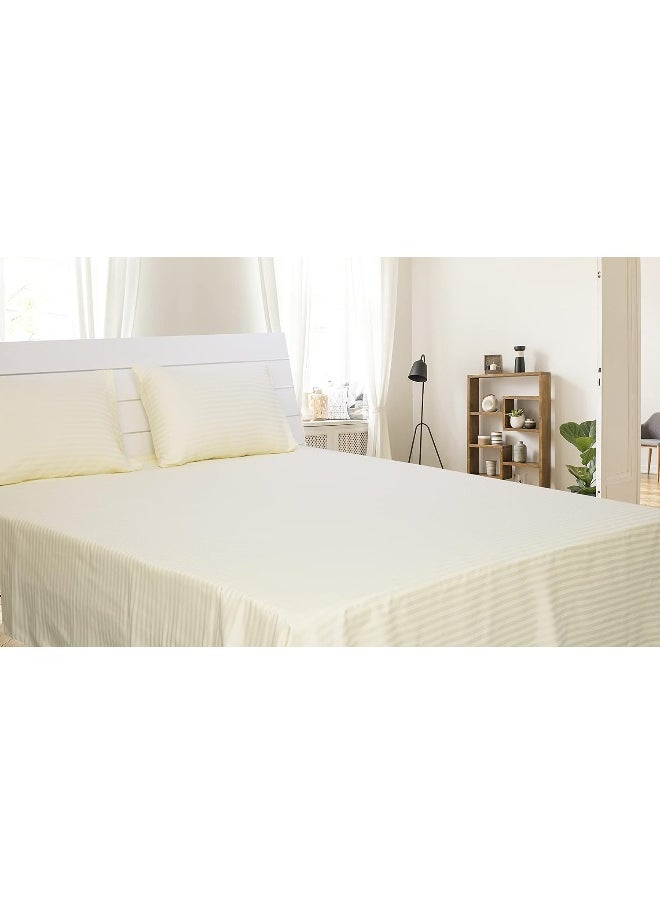 Hotel Linen Klub Cream Queen Size 240 X 260 Cm Hotel Linen Bedding Set - 3 Pieces, Off White, Cotton Material