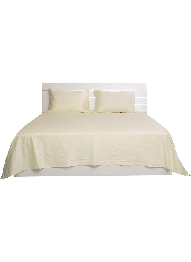Hotel Linen Klub Cream Queen Size 240 X 260 Cm Hotel Linen Bedding Set - 3 Pieces, Off White, Cotton Material