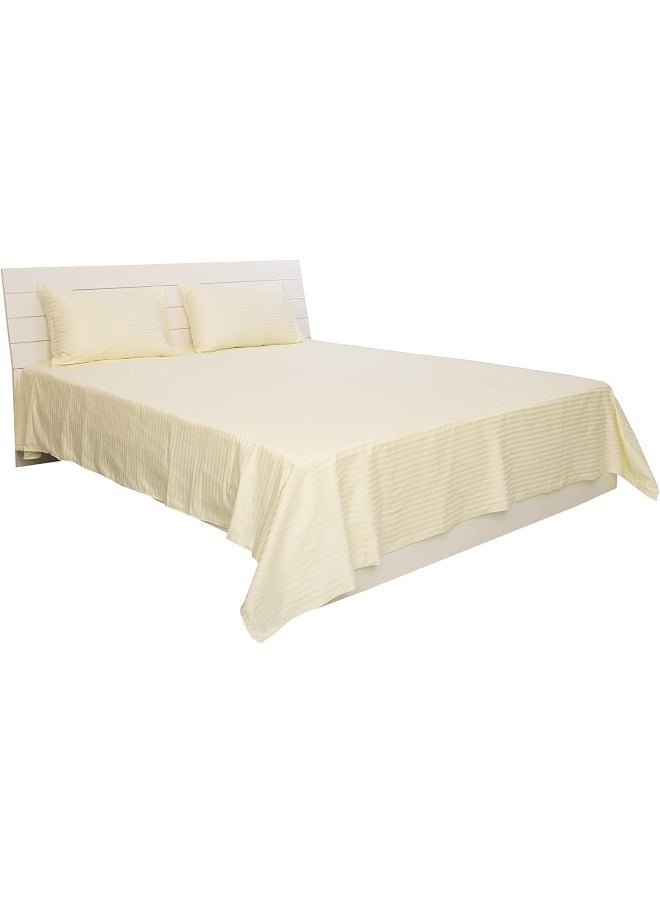 Hotel Linen Klub Cream Queen Size 240 X 260 Cm Hotel Linen Bedding Set - 3 Pieces, Off White, Cotton Material