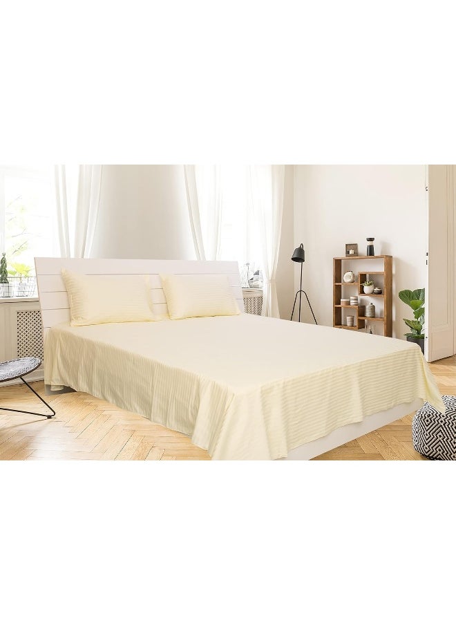 Hotel Linen Klub Cream Queen Size 240 X 260 Cm Hotel Linen Bedding Set - 3 Pieces, Off White, Cotton Material