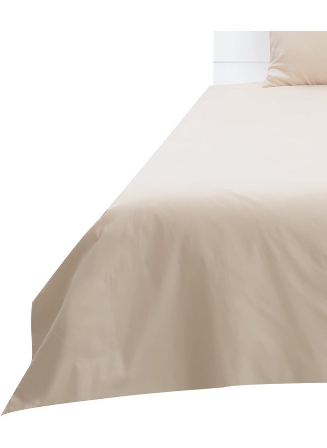 Hotel Linen Klub Double Flat Sheet 3-Piece Set - 180 Thread Count 100% Cotton Percale, Flat Sheet (220 x 240 cm) and 2-Piece Pillowcases (50 x 75 cm), Ultra-Soft and Durable Bedding, Stone
