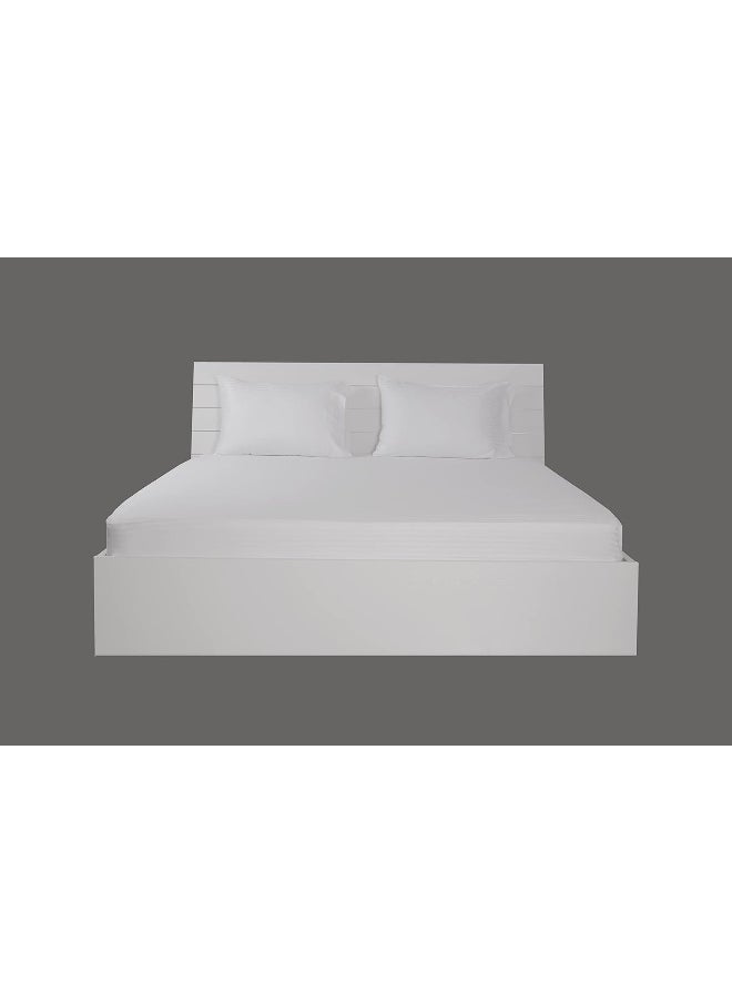 Hotel Linen Klub Twin Fitted Sheet - 1 Piece, Luxurious 100% Cotton Sateen with 250 Thread Count, Featuring Classic Stripe Design with Deep Pocket and Elastic Edges, Size: 100 x 200 + 30 cm, White