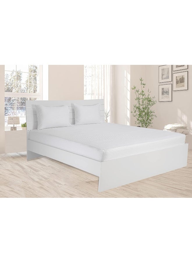 Hotel Linen Klub Twin Fitted Sheet - 1 Piece, Luxurious 100% Cotton Sateen with 250 Thread Count, Featuring Classic Stripe Design with Deep Pocket and Elastic Edges, Size: 100 x 200 + 30 cm, White