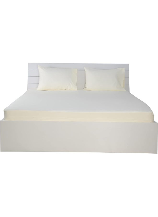 Hotel Linen Klub Double Fitted Sheet - 1 Piece, 100% Cotton, 250 Thread Count for Ultimate Softness and Comfort, Cool and Breathable Fabric, Size: 150 x 200 cm, Deep Pocket with Elastic Edges, Cream