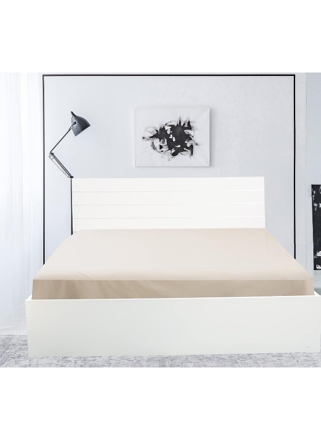 Hotel Linen Klub Super King Fitted Sheet - 1 Piece, Premium 180 Thread Count, 100% Cotton Percale, Size 200 x 200 cm, Deep Pocket and Elastic Edge for Enhanced Comfort and Sophisticated Bedding, Stone