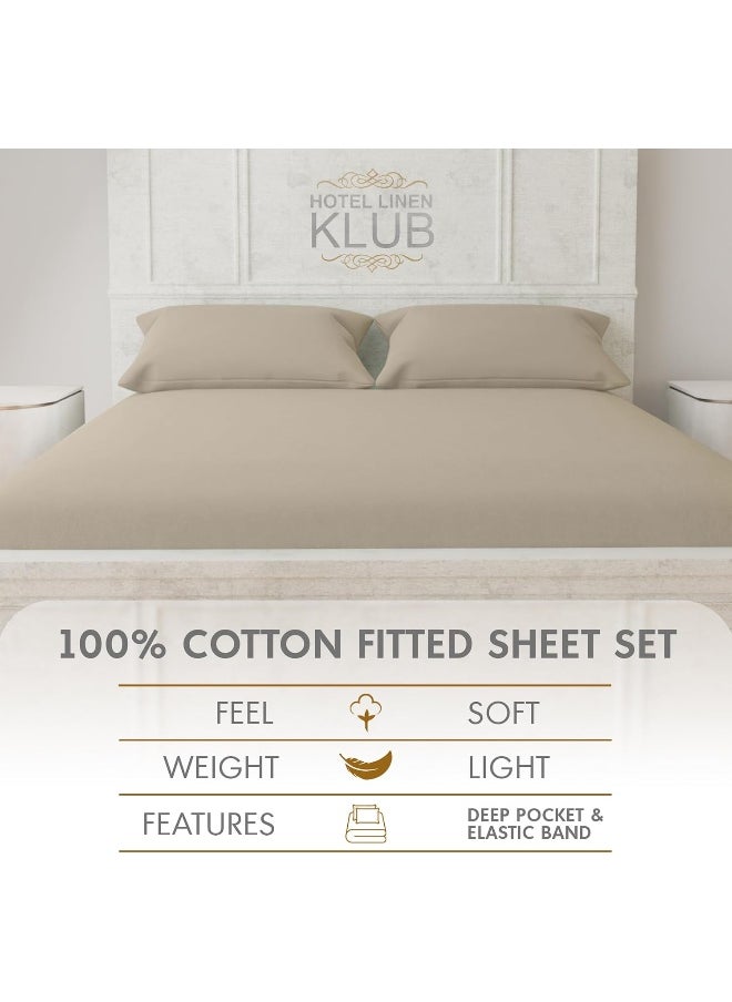 Hotel Linen Klub Luxury 100% Cotton 350TC Fitted Sheet Set