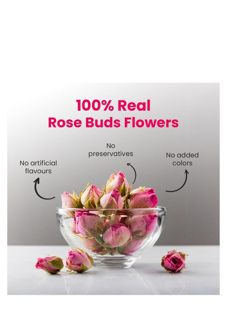 BLUE TEA - Rose Buds Tea - 30gm - 30 Cups | RICH VITAMIN-C | Beautiful Hair & Skin - Caffeine Free - 100% Natural - Flower Based - Herbal Tea - Non-GMO | Featured In Shark Tank | Pet Jar Pack